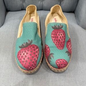 Goby Strawberry Print Espadrille Slip-On Shoes